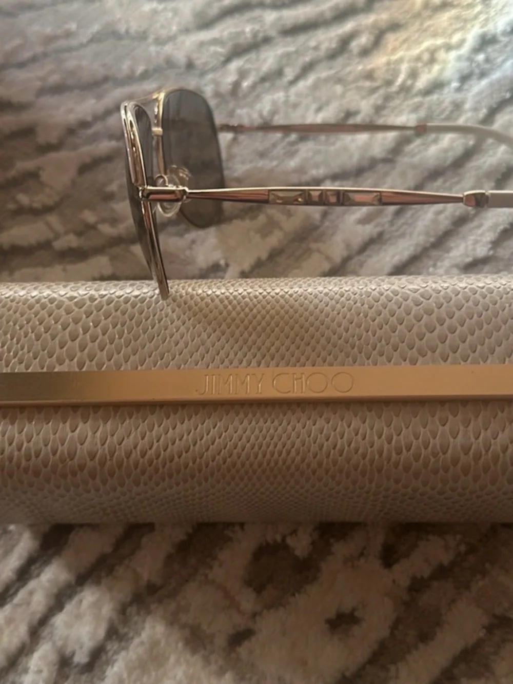 Jimmy Choo Gold Frame Sunglasses with Brown Lenses